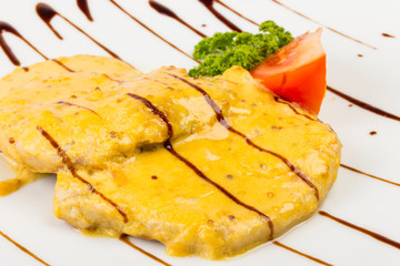meat in yellow soft sauce