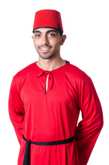 Man in traditional turkish hat and dress