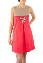 Woman in fashion dress concept on white