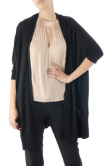 Woman in fashion dress concept on white