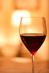 Close up on red glass of wine