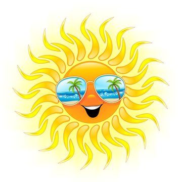 Summer Sun Cartoon With Sunglasses-Sole D'estate Con Occhiali