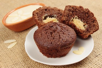 chocolate muffin with white fudge