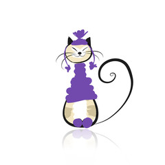 Funny cat in fashion hat for your design