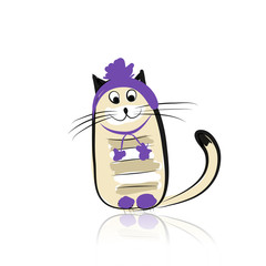 Funny cat in fashion hat for your design