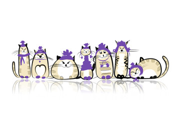 Funny cats family for your design