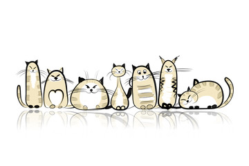 Funny cats family for your design © Kudryashka