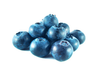 Group of fresh blueberries isolated on white
