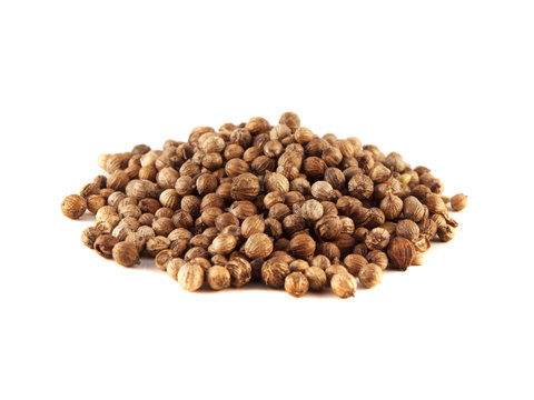Heap Coriander Seeds isolated on white background