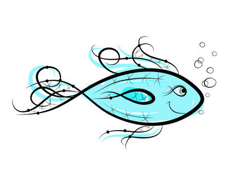 Sketch of funny fish for your design