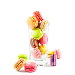 french colorful macarons in a glass