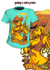 T-Shirt Print Western Girl