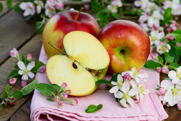 Äpfel mit Apfelblüten