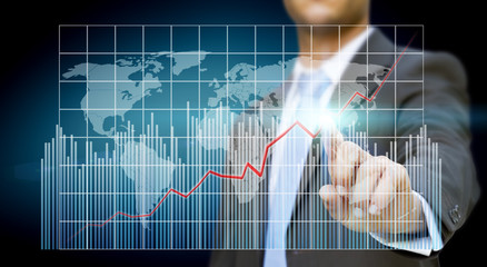 Businessman touching tactile interface