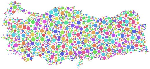 Map of Turkey (Europe) in a mosaic of harlequin bubbles