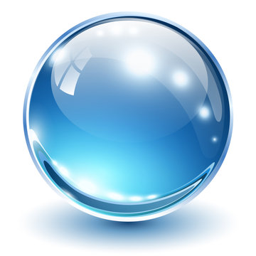 3D glass sphere blue