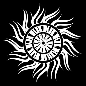 Black and white sun for tattoo