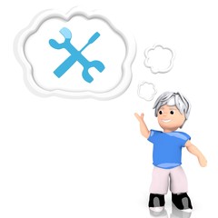 mechanic icon  thought by a 3d character