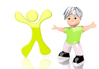 happy character symbol  with cute 3d character