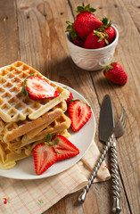 Waffles with strawberries