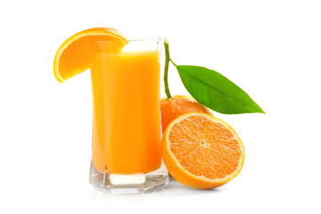 Juice glass and orange fruit