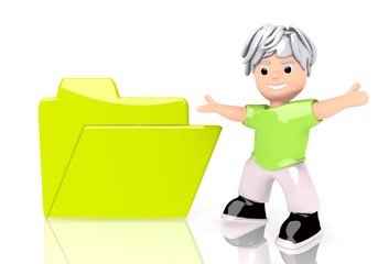 3d render of a young circle sign  with cute 3d character