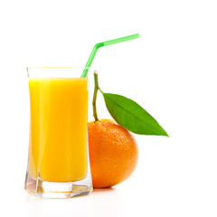 Juice glass and orange fruit