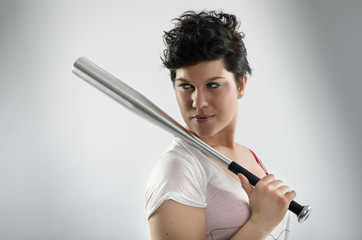 Bad girl with baseball bat