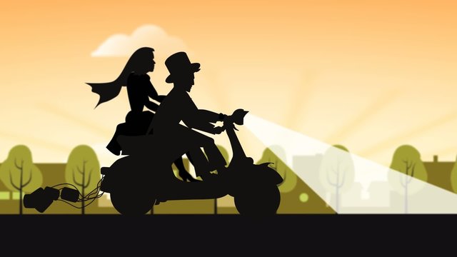Flitterwochen auf Motorrad