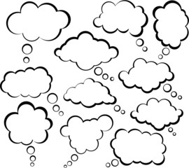 Comic cloud speech bubbles.