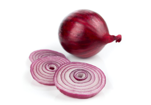 red onions on a white background,