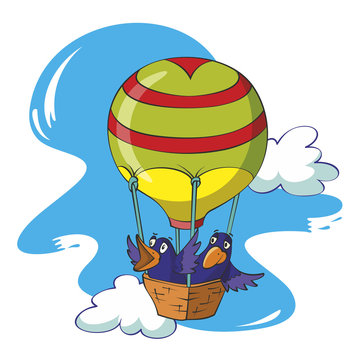 recommend clip art: Birds flying in a balloon