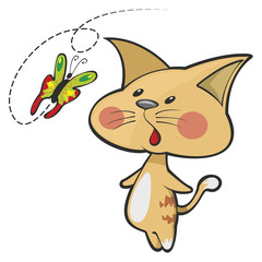 Kitten and butterfly