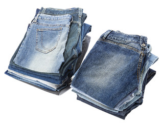 Isolated Jeans Stacks