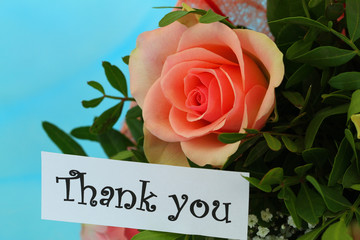 Thank you note with pink rose