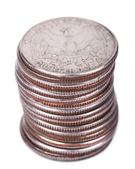 Isolated Quarter Dollar Coin Stack