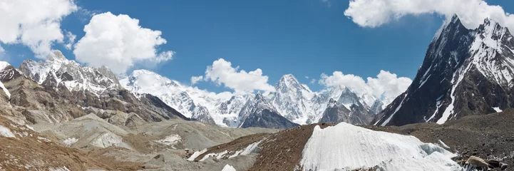 Afwasbaar Fotobehang Gasherbrum Karakorum-gebergte en gletsjerpanorama
