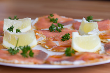 Smoked salomon appetizer