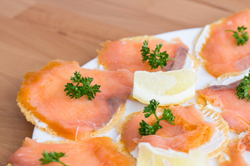 Smoked salomon appetizer