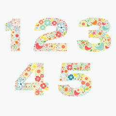Ornamental floral numbers 1 2 3 4 5