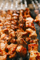 Shish kebab with the mix of spices on bbq