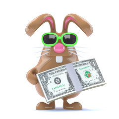 Chocolate bunny has Dollars to spend © Steve Young