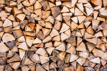 Pile of Wood Prepared for Winter