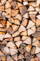 Pile of Wood Prepared for Winter
