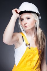 Young architect woman construction worker