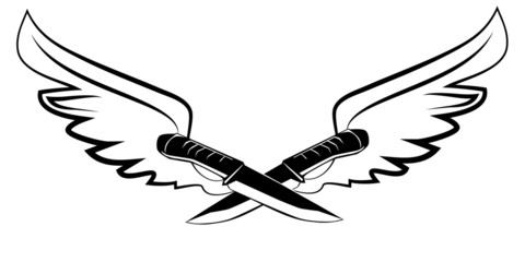 Tattoo knife and wings