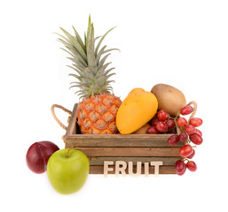 Tropical fruits isolated on white