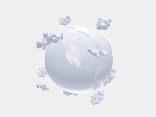 Obraz premium White earth and clouds on white