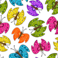 Seamless pattern with colorful butterflies.