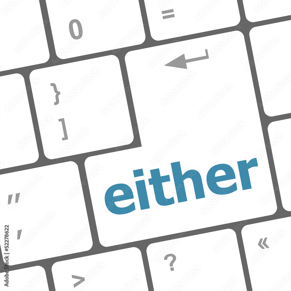 Poster either word on computer pc keyboard key